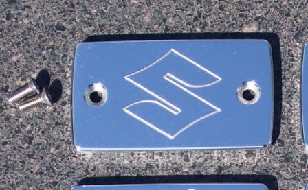 1989-2002 GS500 Brake reservoir cap, Engraved "S" logo